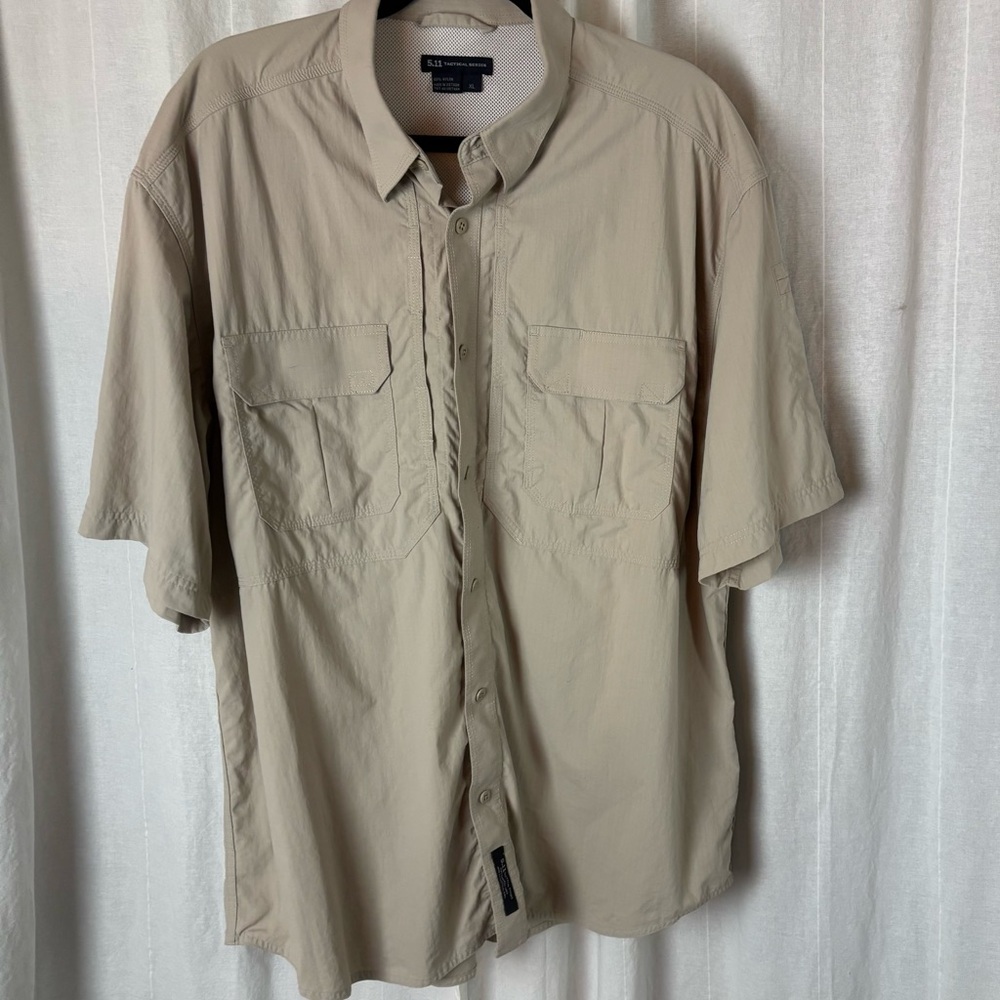 511 Tactical Series Button Shirt Men's XLarge XL Beige Vented Ripstop Workwear